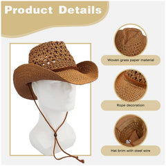 Generic straw hat folds easily for travel, keeping shape with a wire-brim.