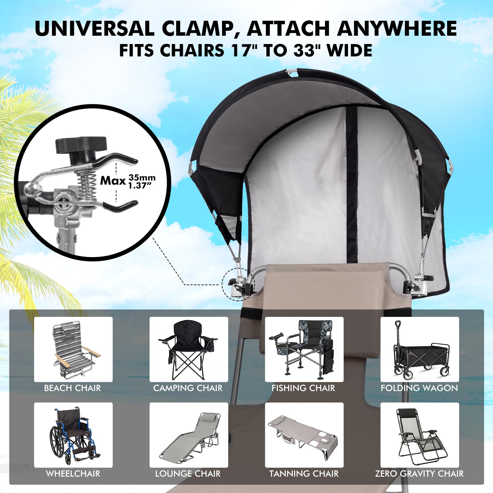 Generic sun shade adjustable follows the sun to reduce glare while reading outdoors
