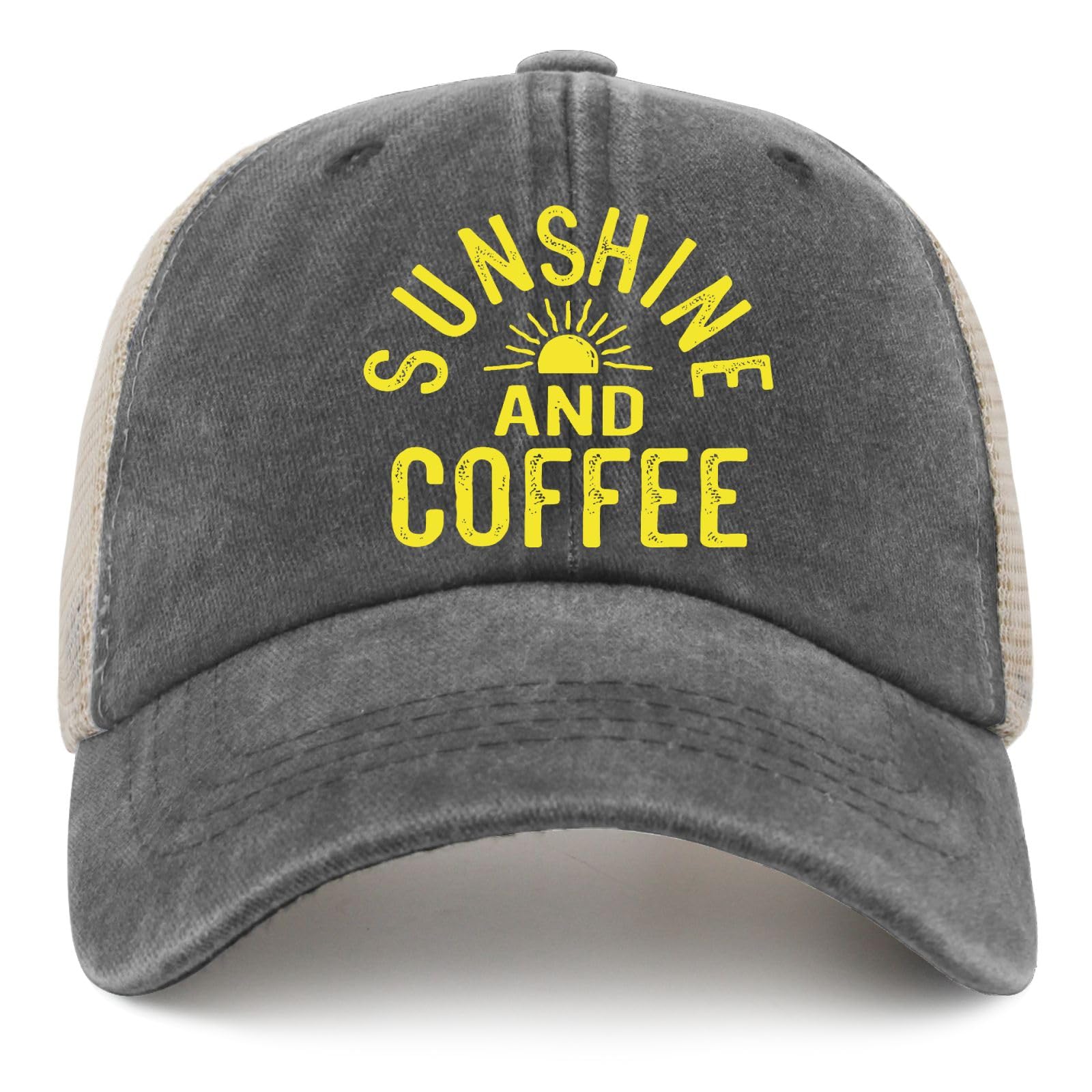 Generic Sunshine and Coffee hat worn by daughter in outdoor scene