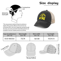 Generic Sunshine and Wine trucker hat side profile highlighting adjustable metal buckle closure for secure fit.
