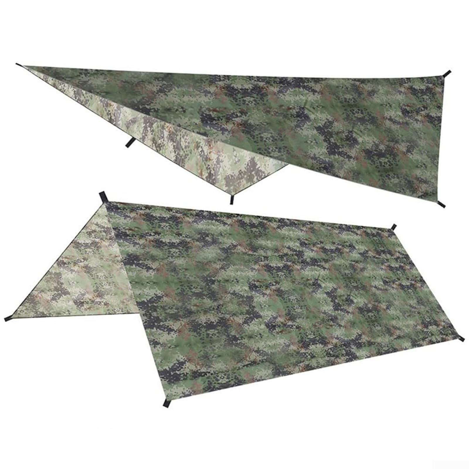 Generic Tent Tarp camouflage waterproof coverage for rain shelter and shade outdoors.