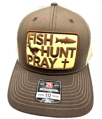 Generic Trucker Hat with Fish Hunt Pray patch for outdoor adventures and sun protection