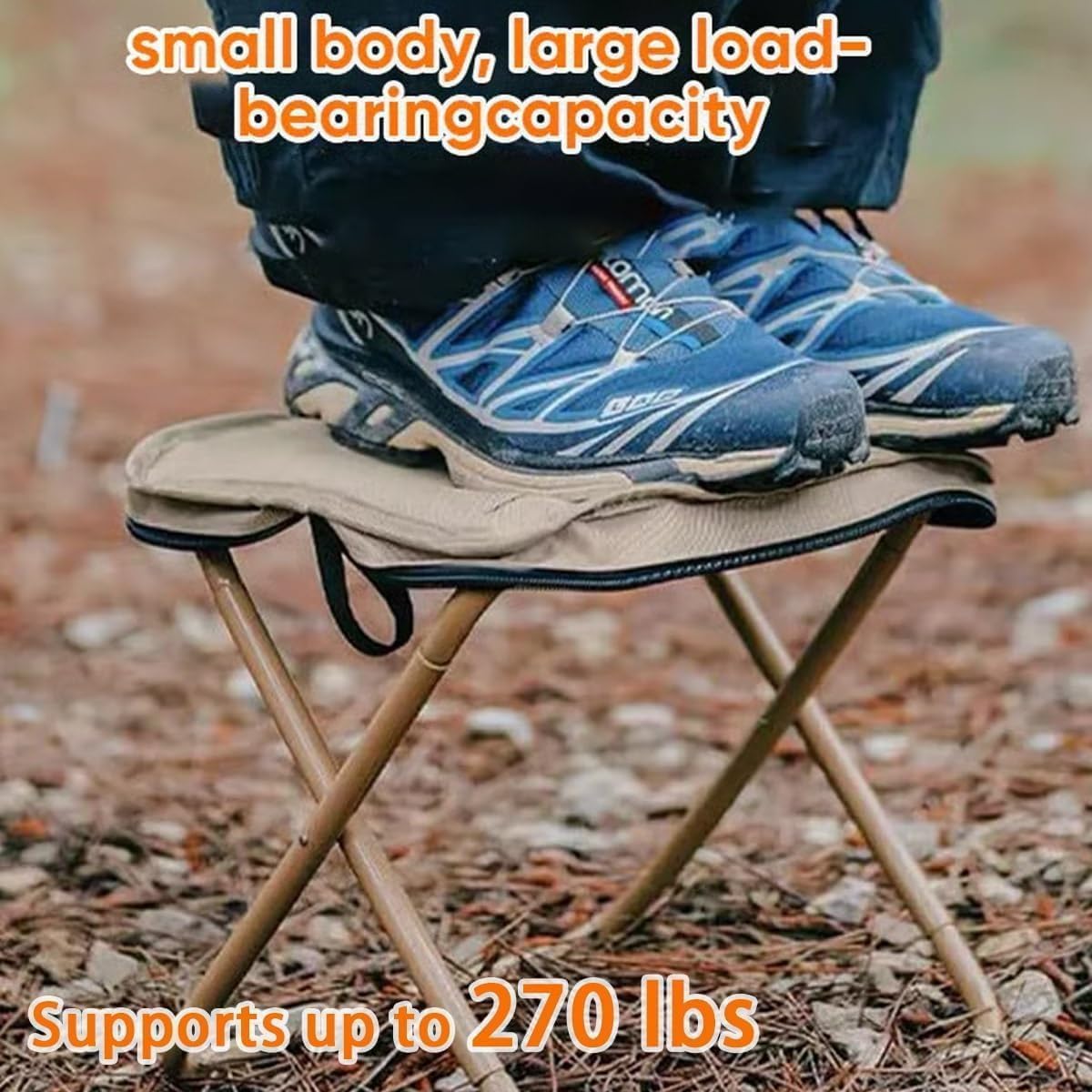 Generic Ultralight Folding Stool with waterproof 600D fabric stands up to rain.