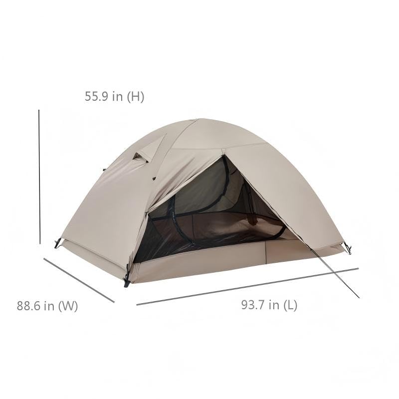 Generic ultralight desert white tent being pitched quickly to show easy setup.