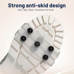 Universal non-slip gripper on footwear for icy surfaces