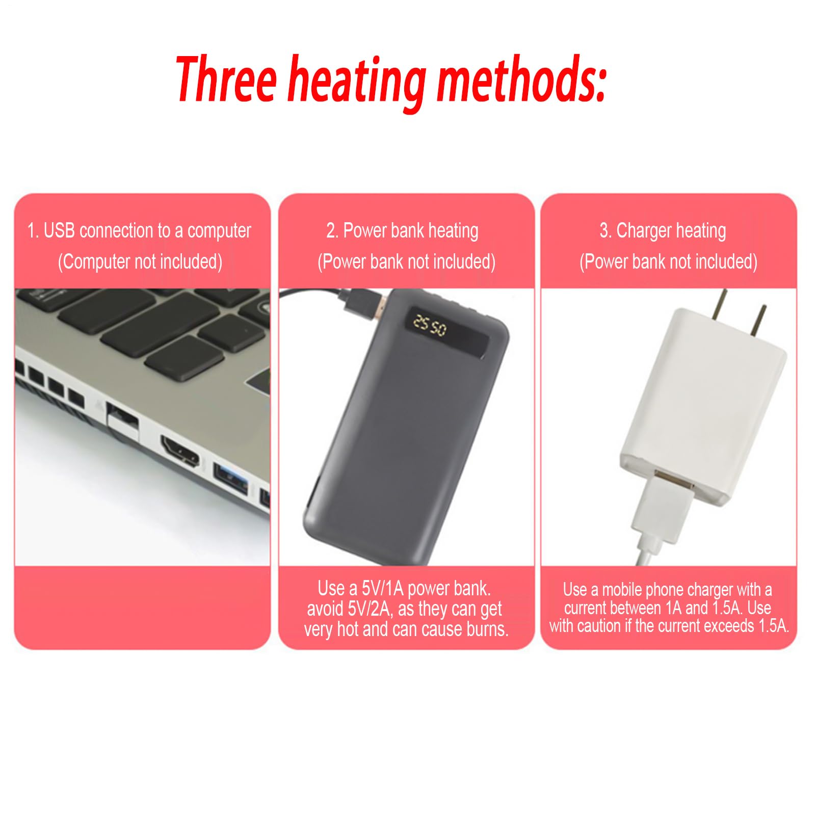 Generic USB heated gloves feature removable heating pad for easy washing