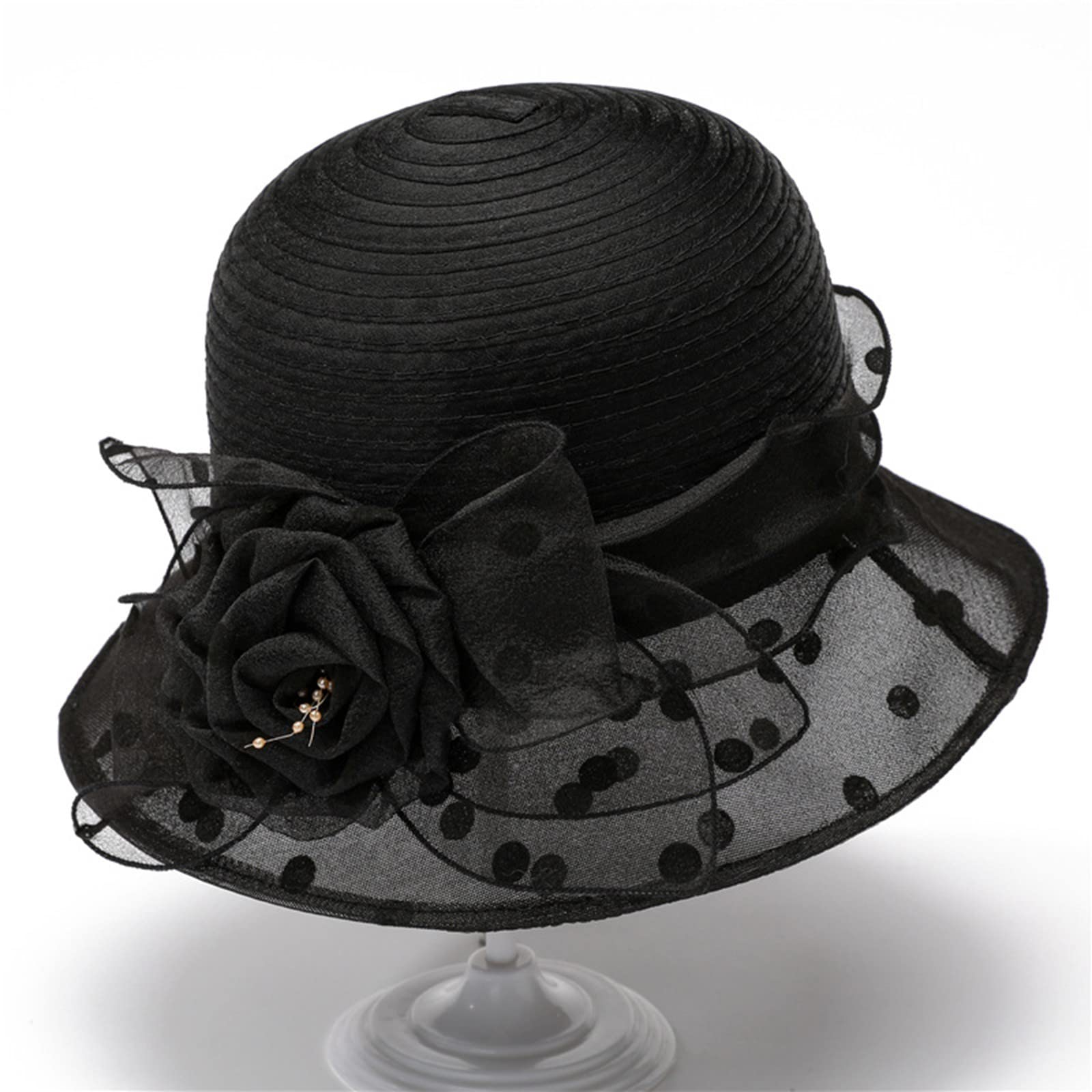 Generic vintage cloche hat with side flower detail for refined winter style.