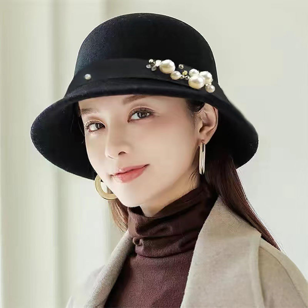 Generic warm felt hat shown packed for travel
