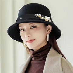 Generic warm felt hat shown packed for travel