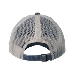 Generic Washed denim Make America America Again Trucker Hat navy blue styling.