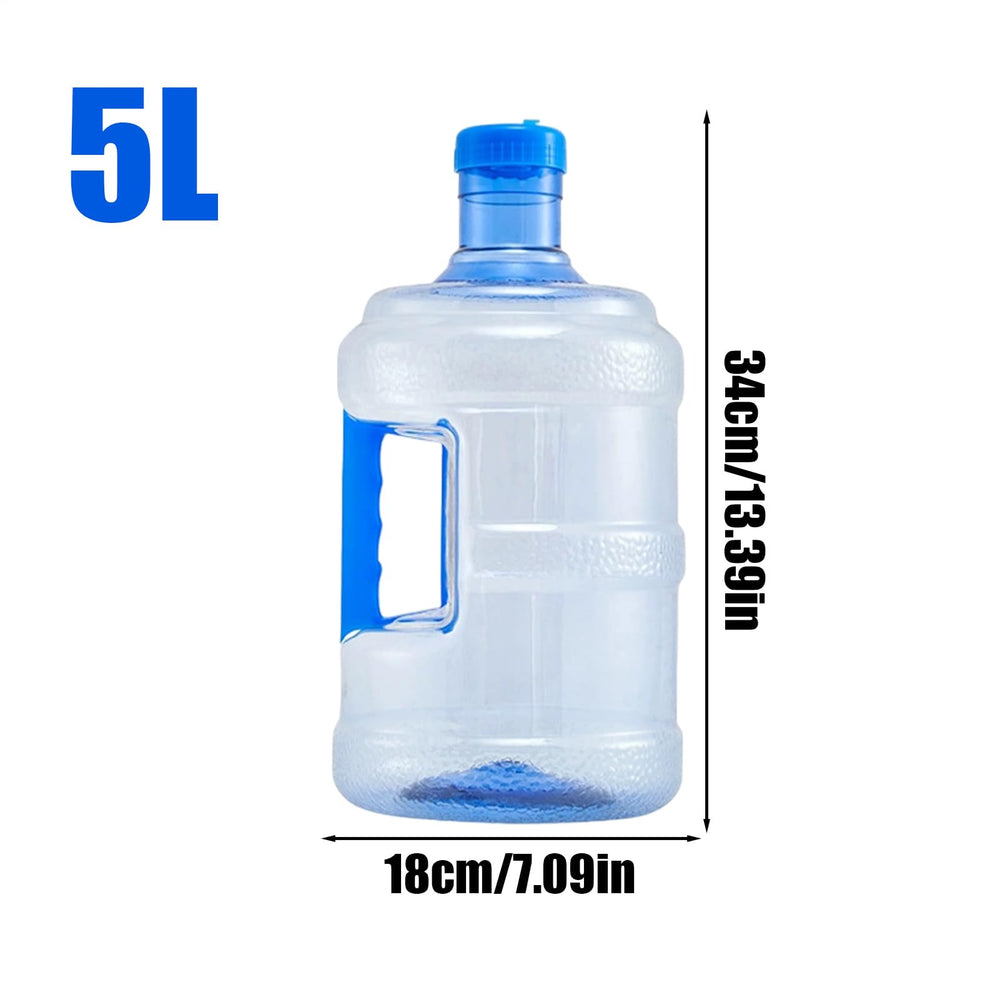 Generic 5 liter water storage jug, keeps liquids organized during road trips.