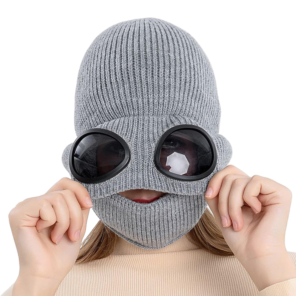 Generic windproof earflap knit beanie offering warm coverage.