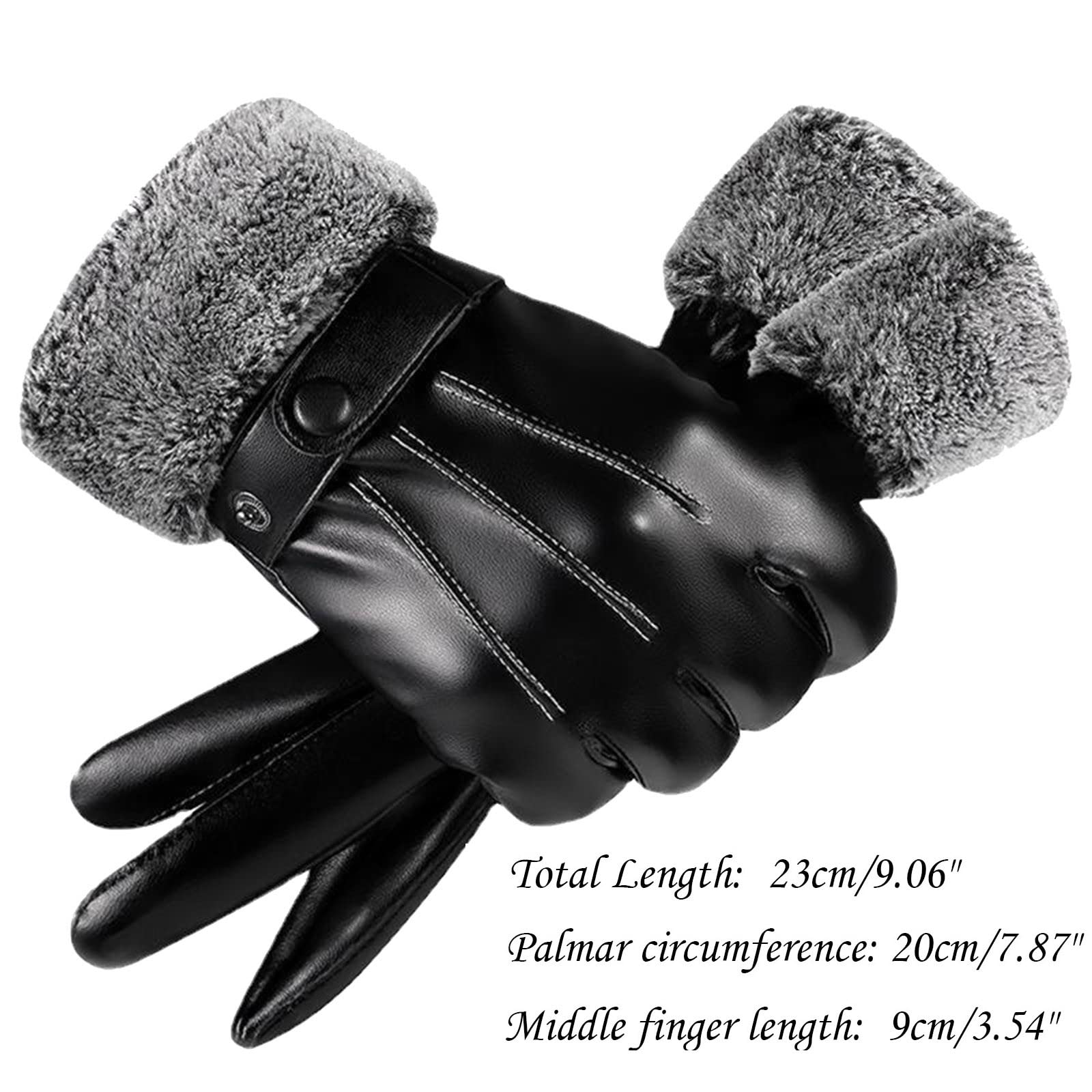Generic Winter PU Leather Gloves for Men, close-up leather detail and finish