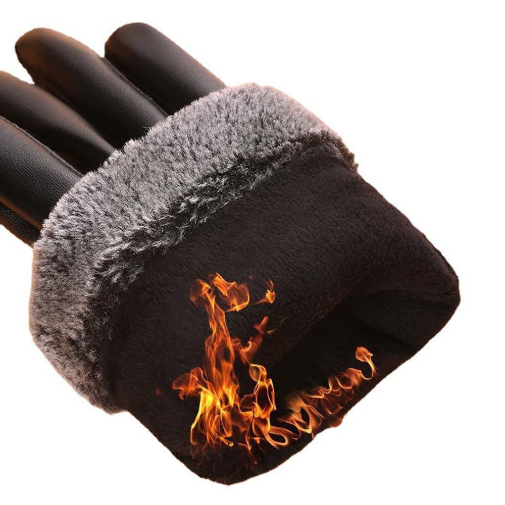 Generic Winter PU Leather Gloves for Men, windproof texture and durable build