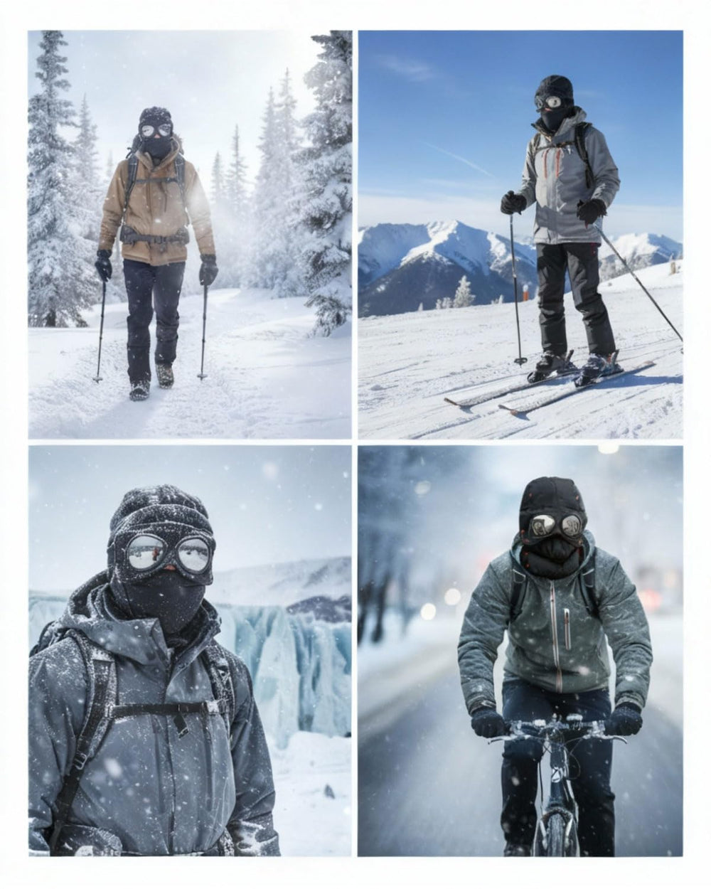 Generic Winter Thermal Hat with Goggles Flip-Up offers protection and clear visibility in snow.