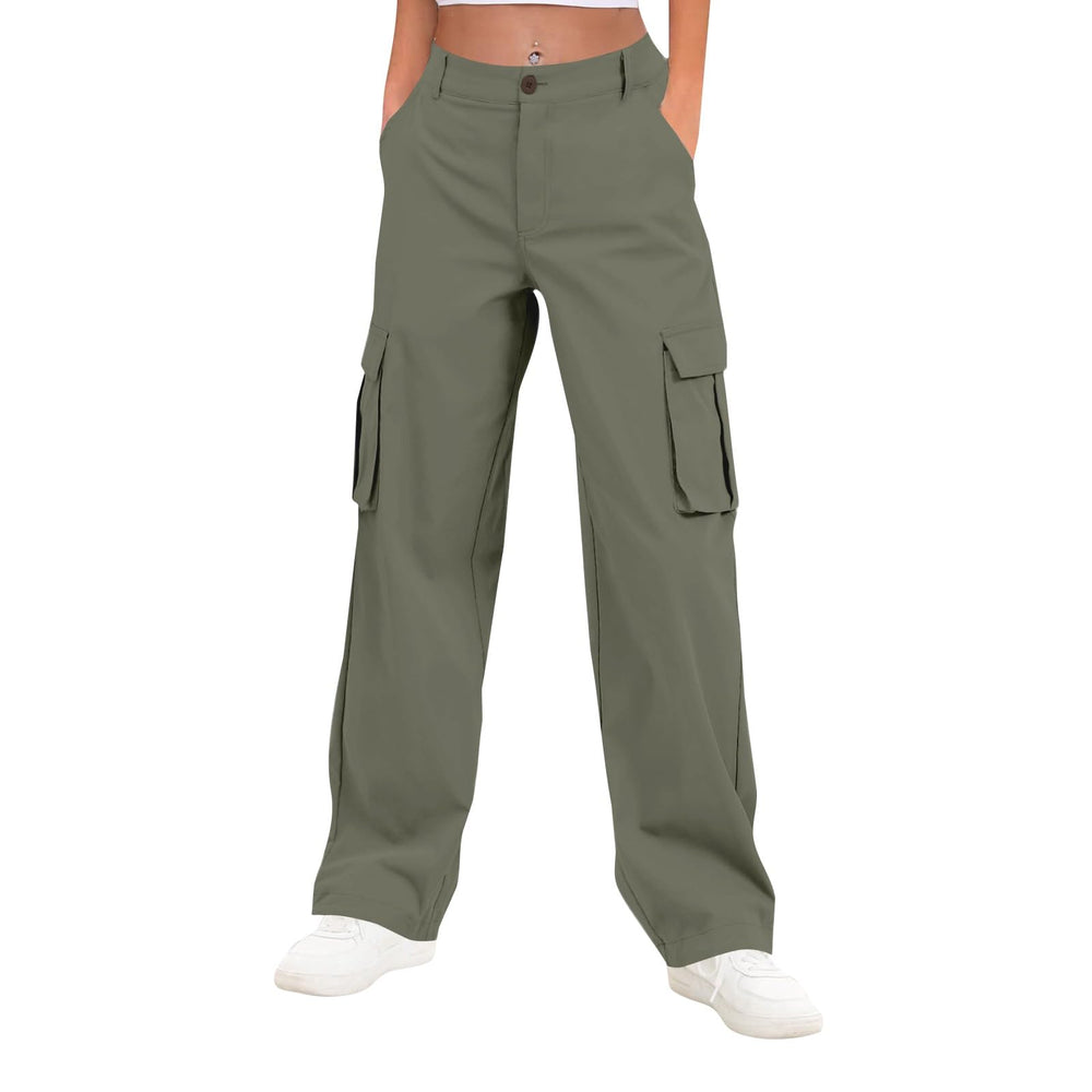 Generic Womens Cargo Pants button-fly detail adds casual, versatile styling.