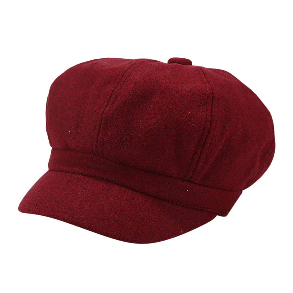 Generic cabbie cap in red from the side showcases vintage charm and daily wear.
