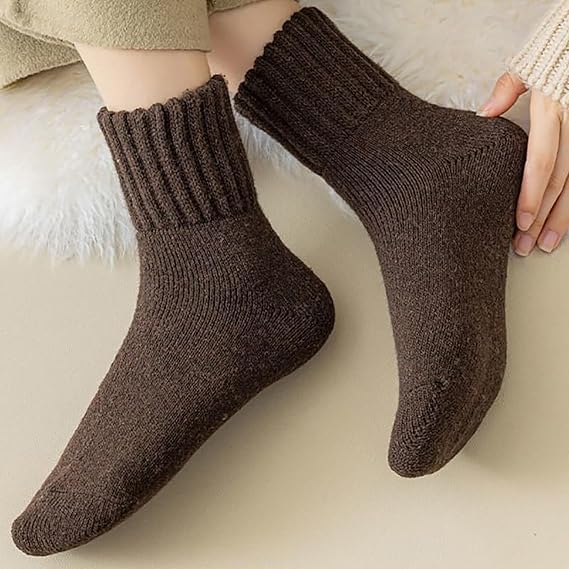 Generic Women's Solid Mid-Calf Socks fabric close-up highlights warm wool cotton blend.