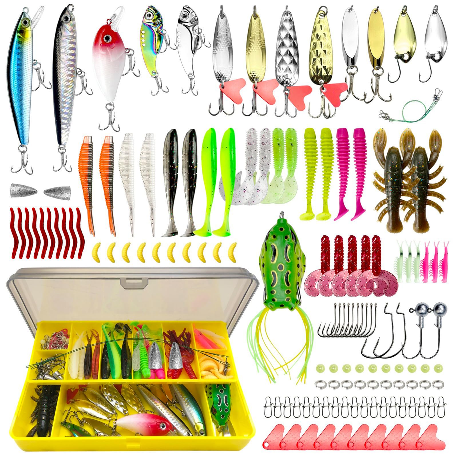 Genibaby 133pcs fishing lures kit with tackle box