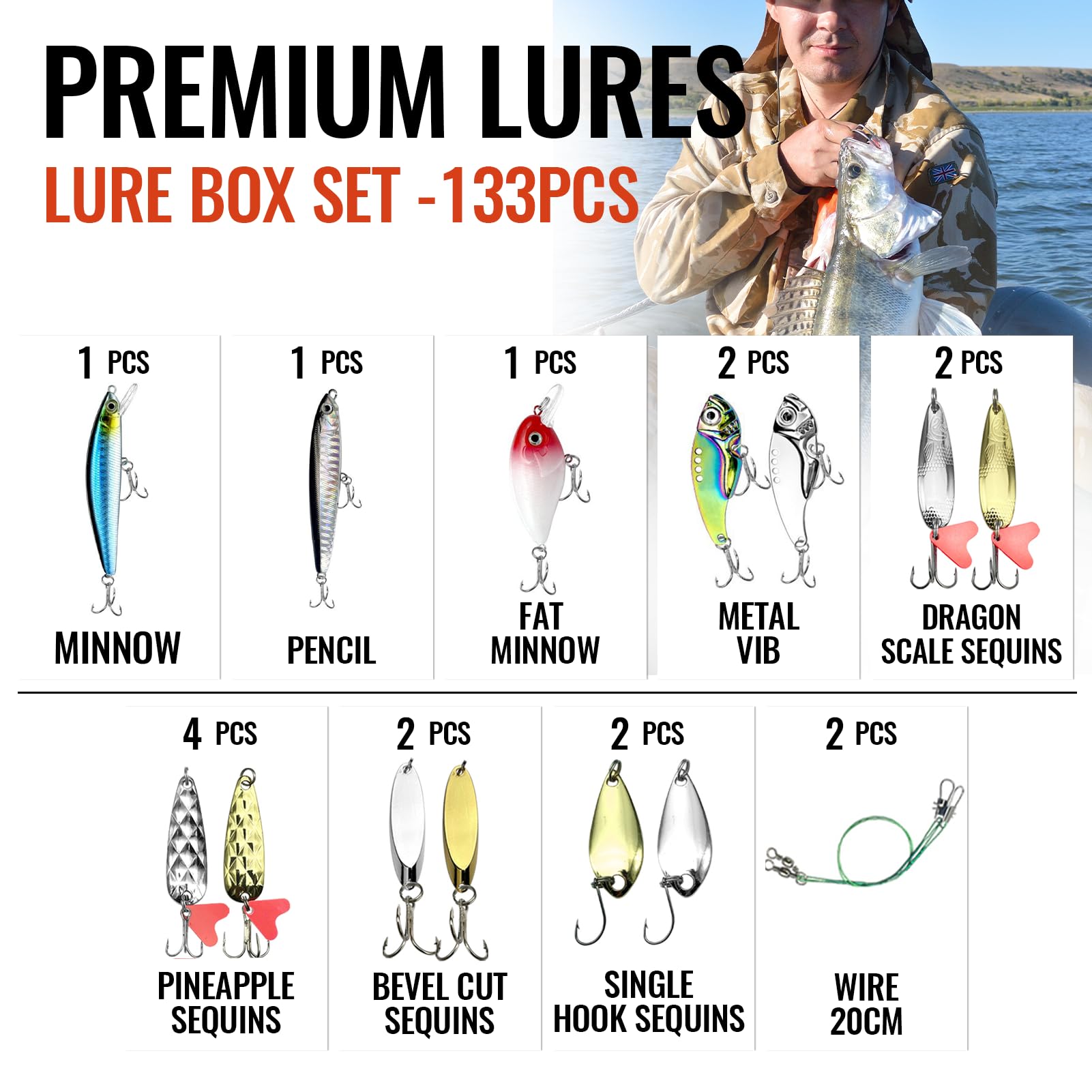 Wide variety of lures for saltwater and freshwater fishing