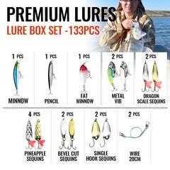 Wide variety of lures for saltwater and freshwater fishing