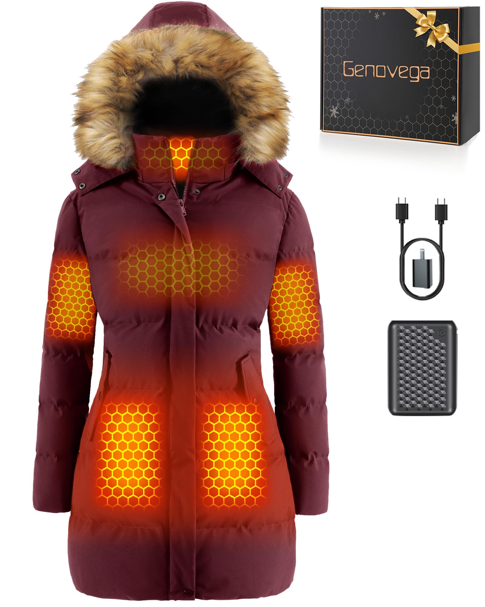 Genovega graphene heated jacket full view showing sleek warmth for cold commutes.