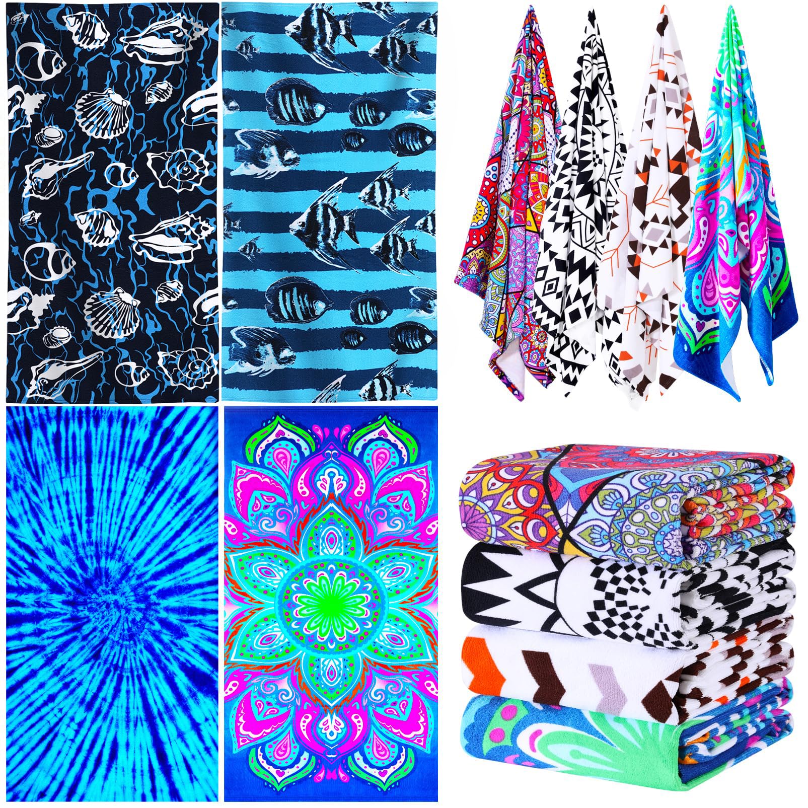 Genovega oversized beach towel 72x36 provides full-body coverage on a lounge chair.