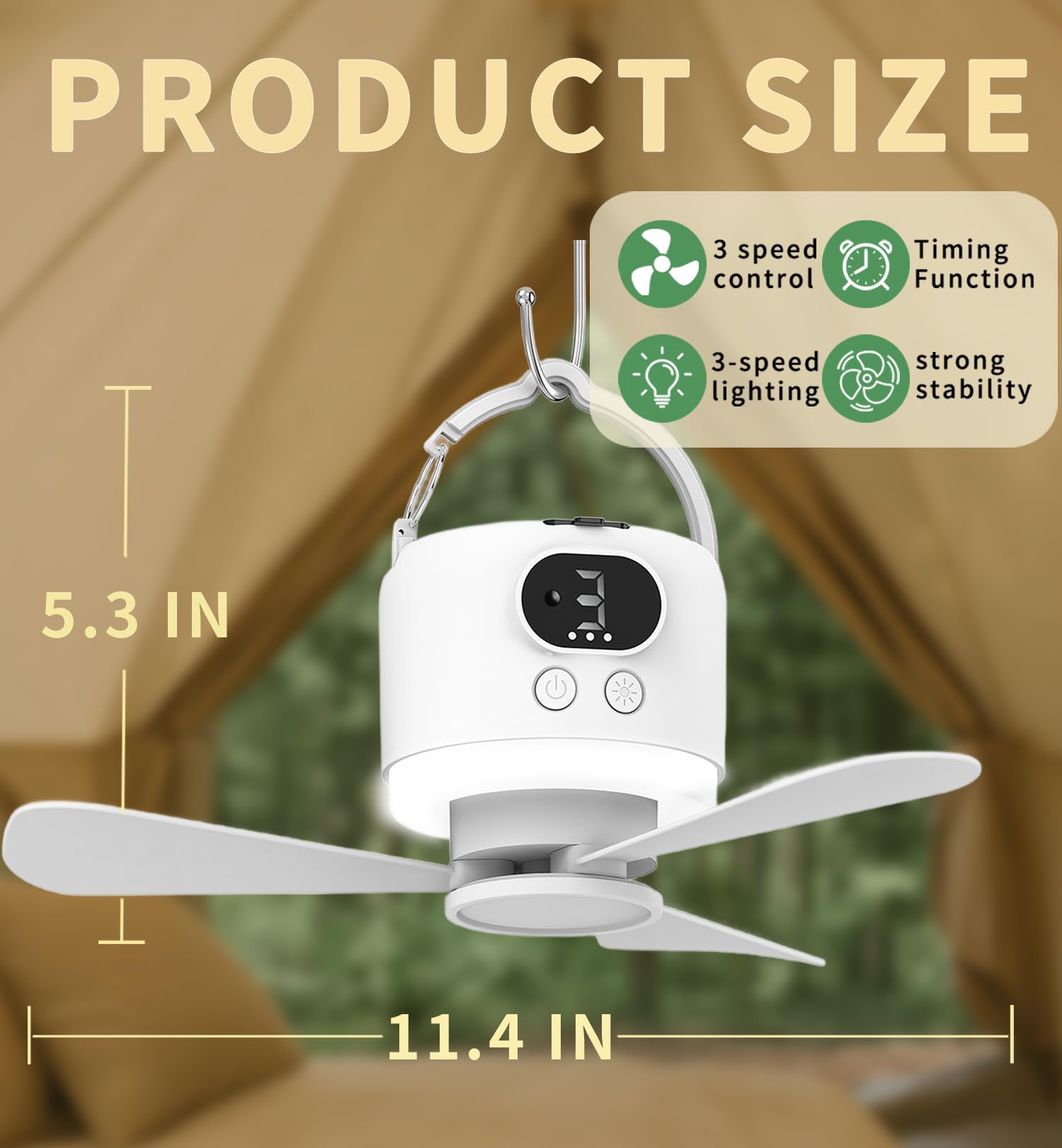 Geonfi hanging fan hook-use enables secure tent mounting and convenient setup.