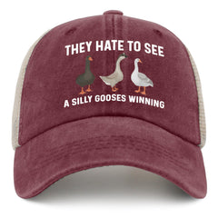 Georgeston They Hate to See a Silly Gooses Winning Hat front view with breathable mesh for hot days