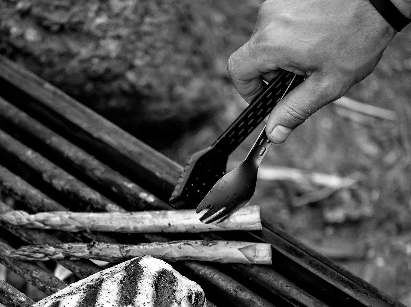 Gerber ComplEAT onyx finish close-up highlights durable, lightweight camping gear.