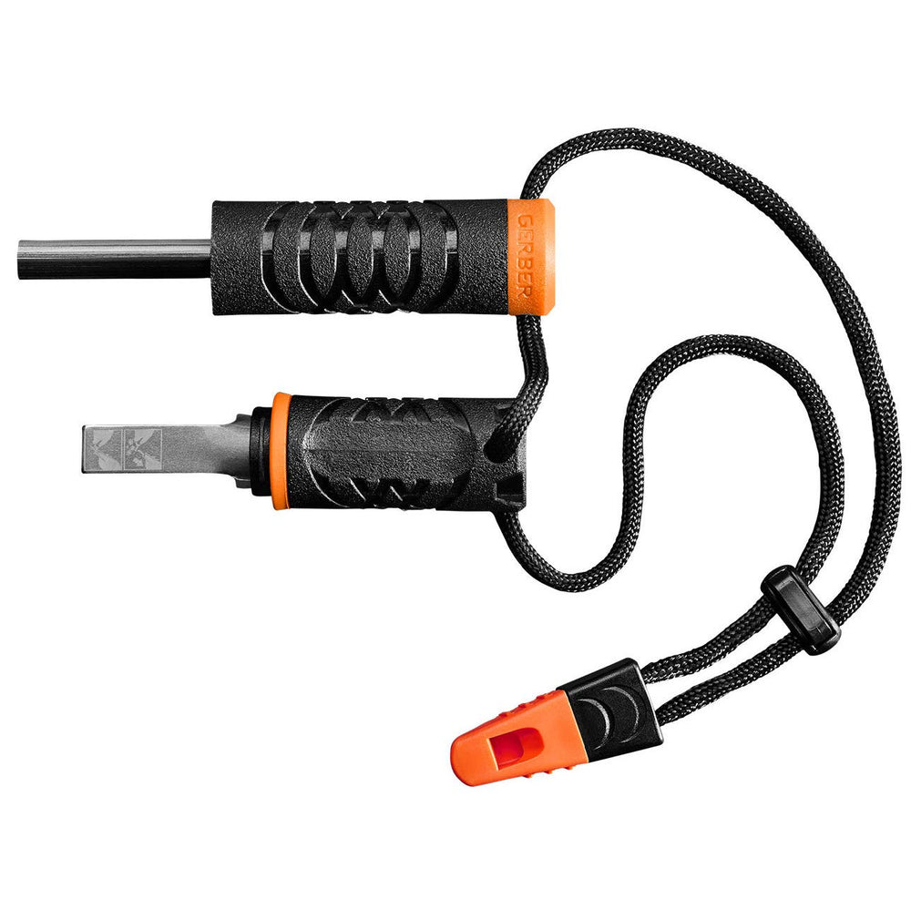 Gerber fire starter with waterproof tinder storage keeps kindling dry during wet adventures