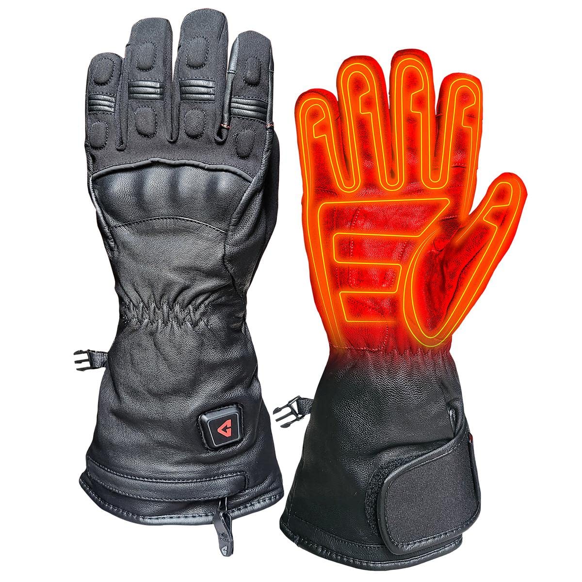 Gerbing 7V Hard Knuckle Gloves front view showing heating to fingertips.