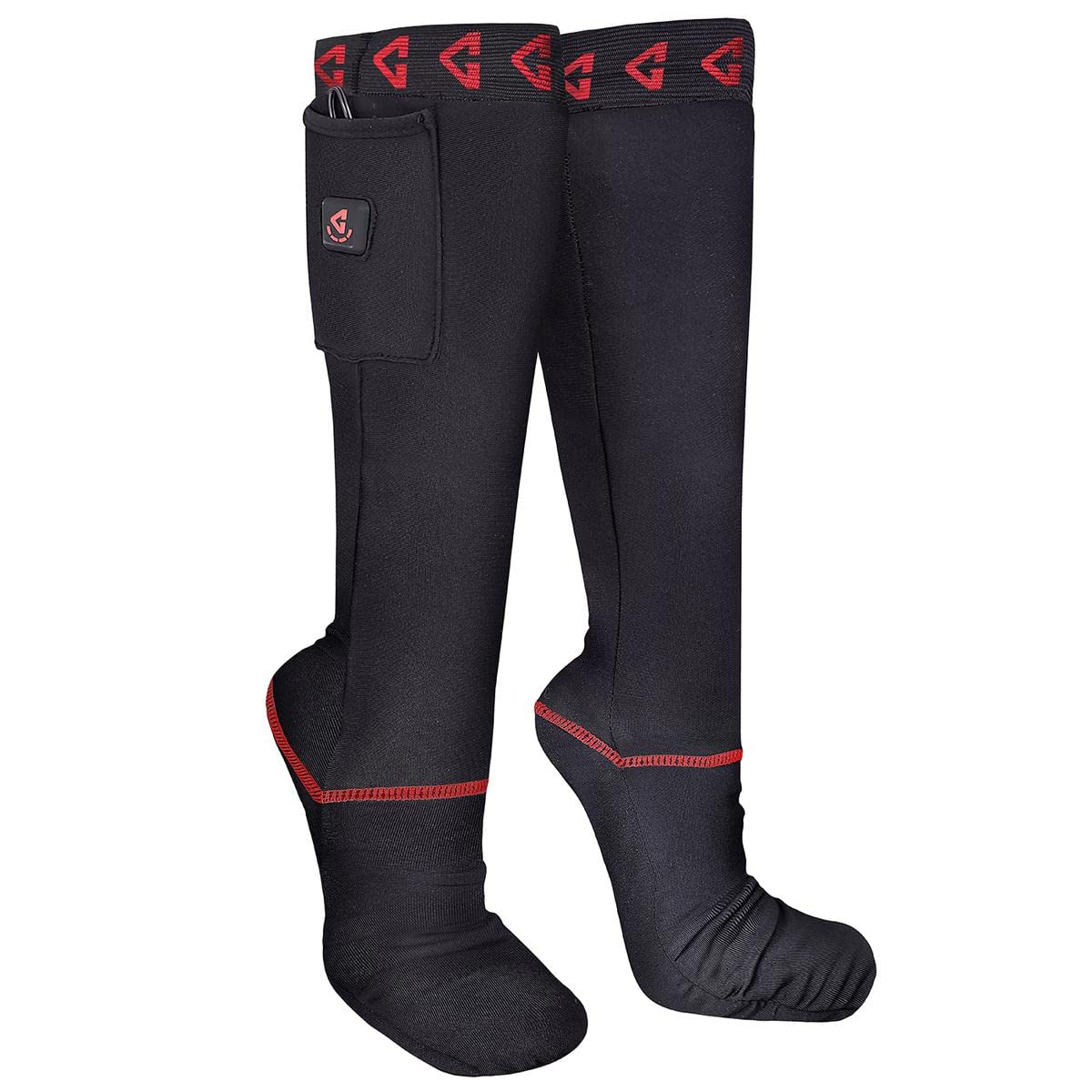 Gerbing 7V heated socks worn in boot delivering foot warmth in cold conditions
