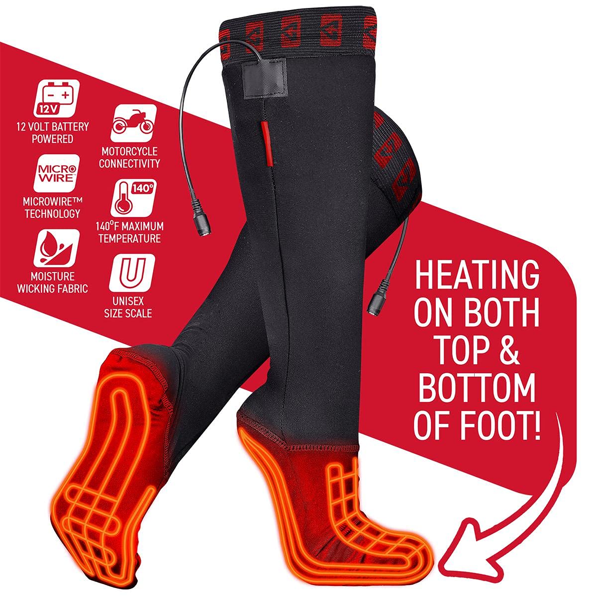 Comfortable fit with stretch fabric and over-calf design for boots.