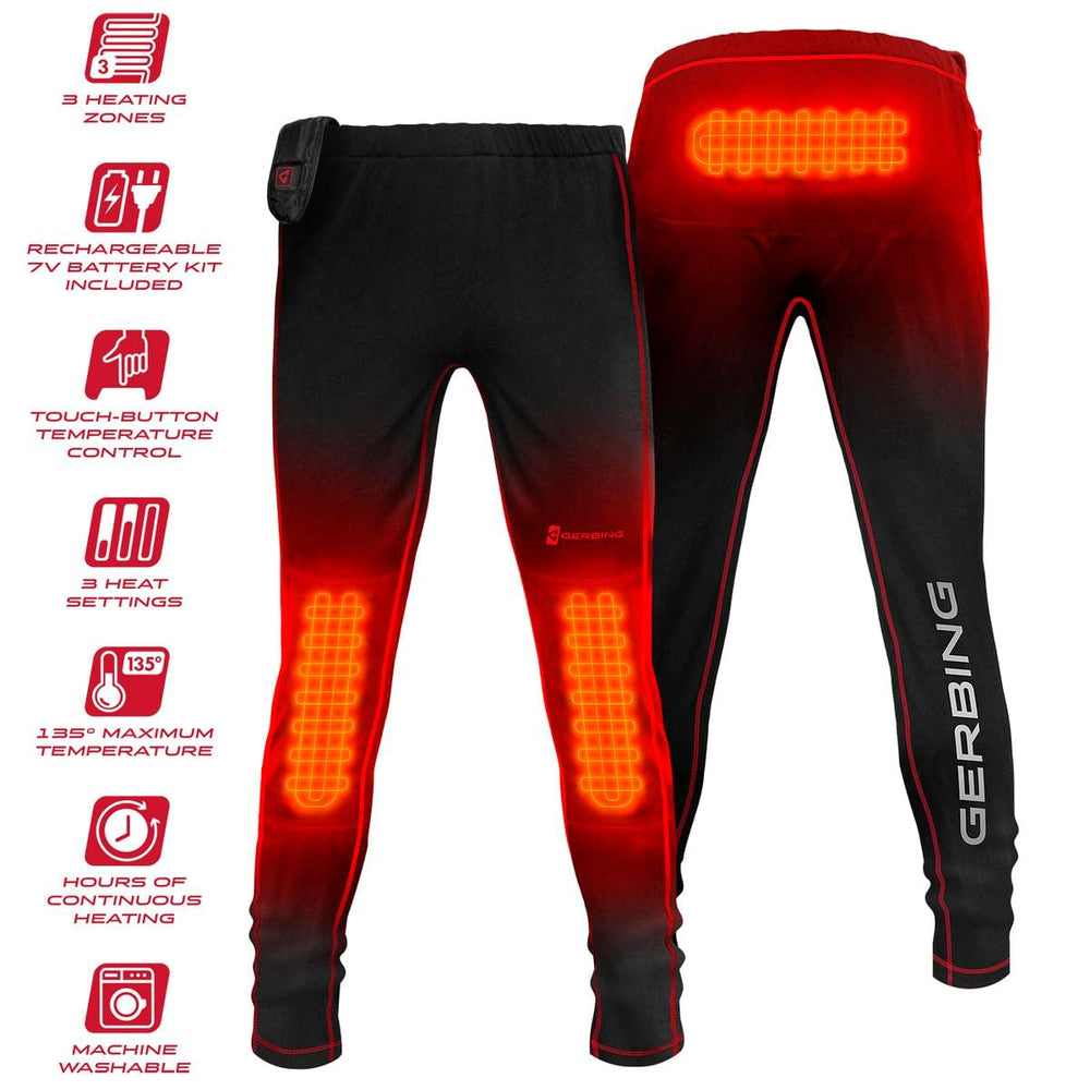 Gerbing men's heated pants in black with accents for winter wear