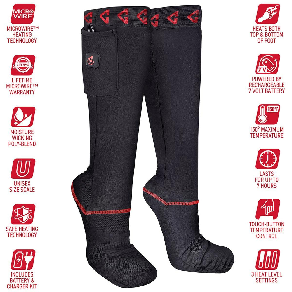 Gerbing moisture-wicking fabric helps keep feet dry during activity