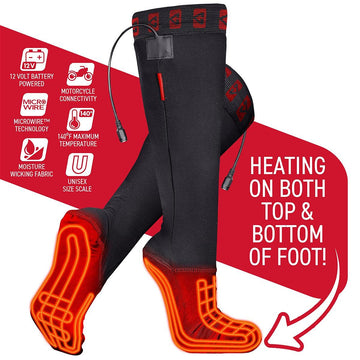 Gerbing moisture-wicking fabric with stretch supports snug, all-day wear under boots.