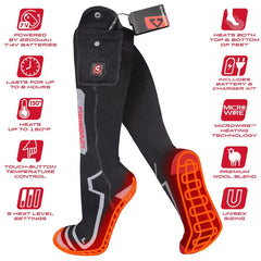 Gerbing wool-blend fabric keeps feet dry with moisture-wicking comfort.