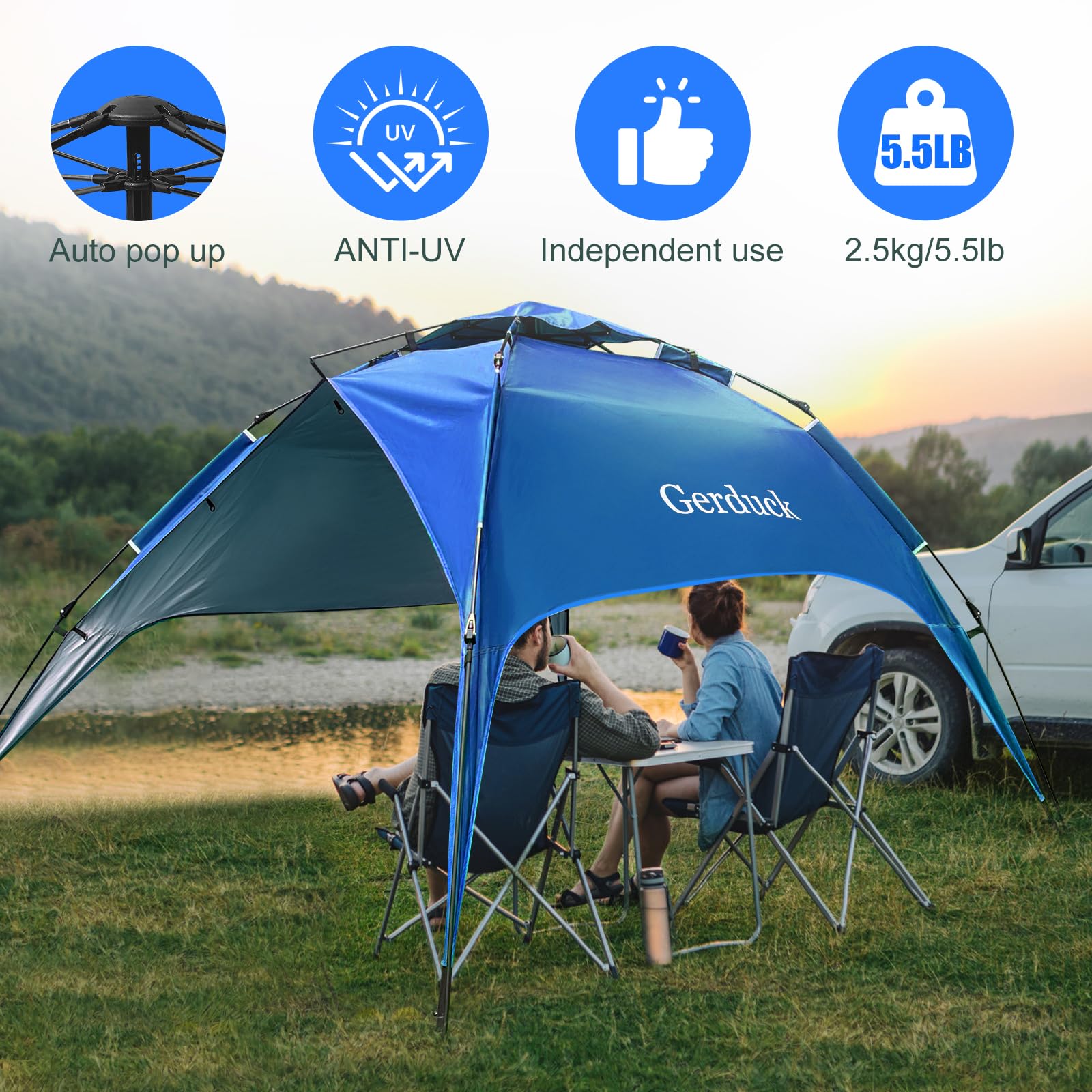 Gerduck 3in1 pop-up tent 6-person interior spacious for gear and people