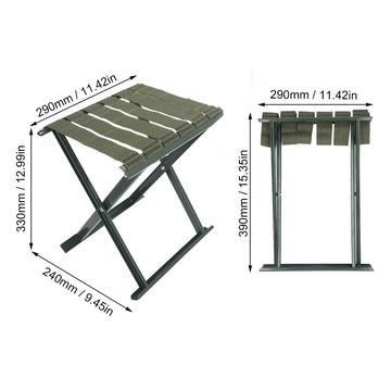 Gernie folded stool fits compactly for travel and storage.