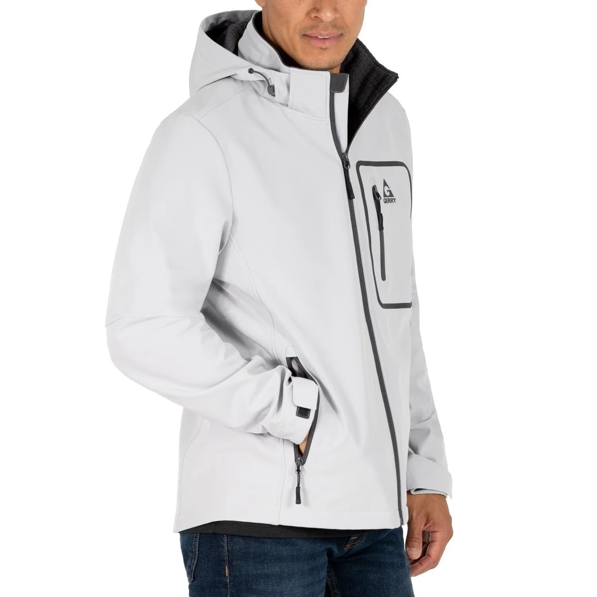 Gerry Men’s Softshell Jacket adjustable hood enables customizable weather coverage