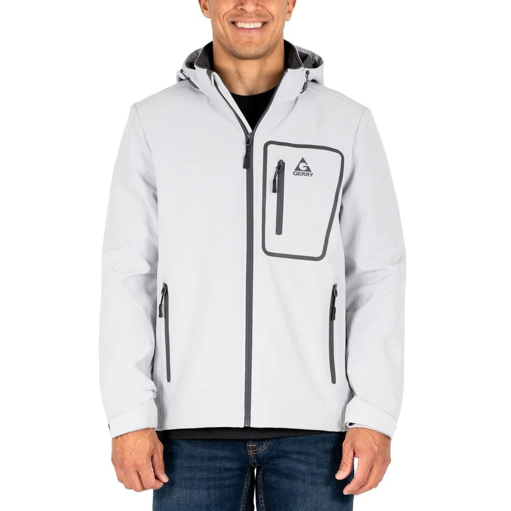 Gerry Men’s Softshell Jacket water-resistance hood protects you in misty mornings