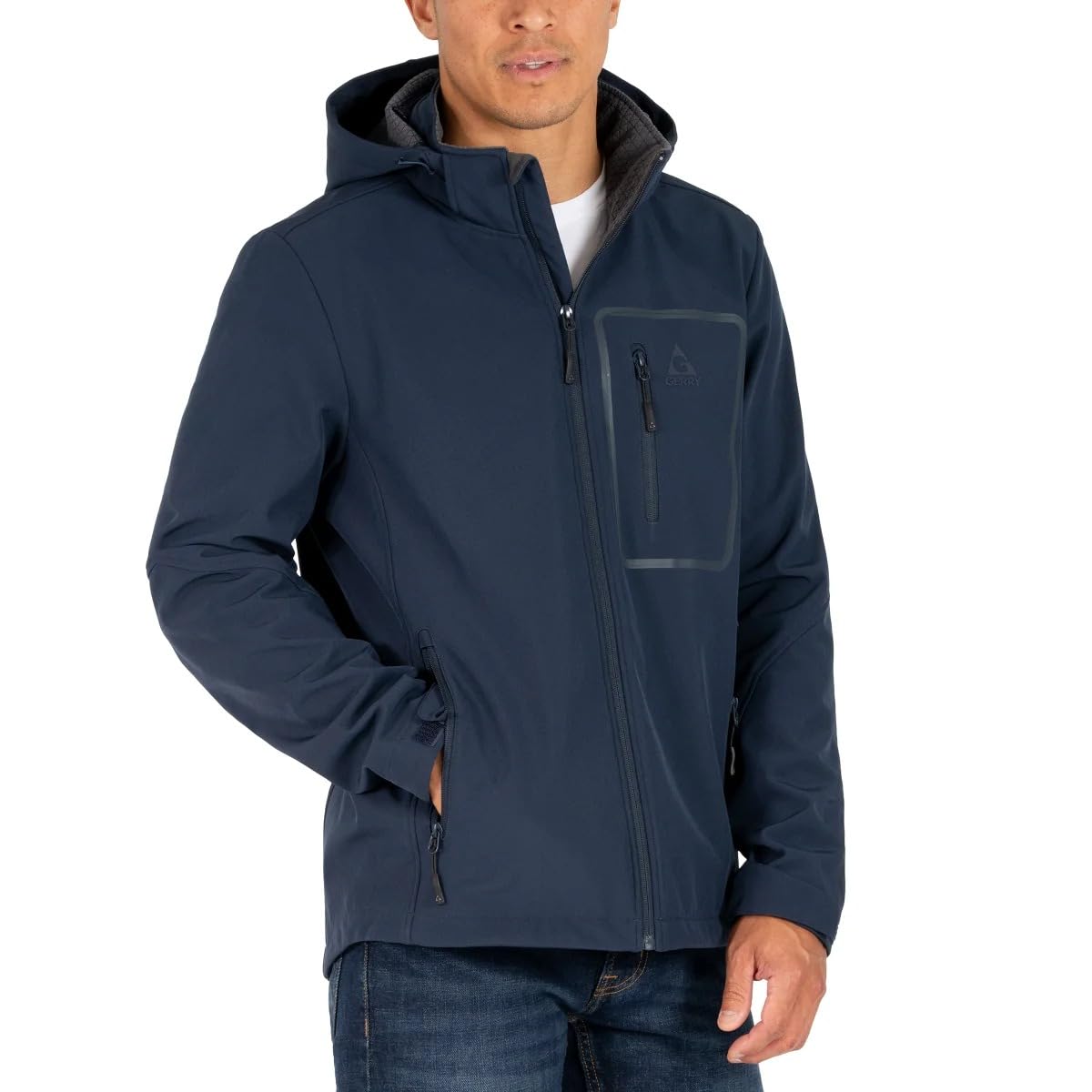 Gerry Men's Softshell Jacket adjustable cuffs indicate secure fit against wind.