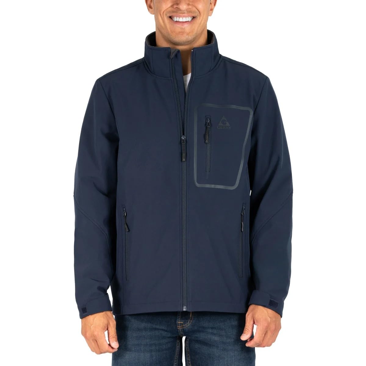 Gerry Men's Softshell Jacket blue color offers versatile styling.