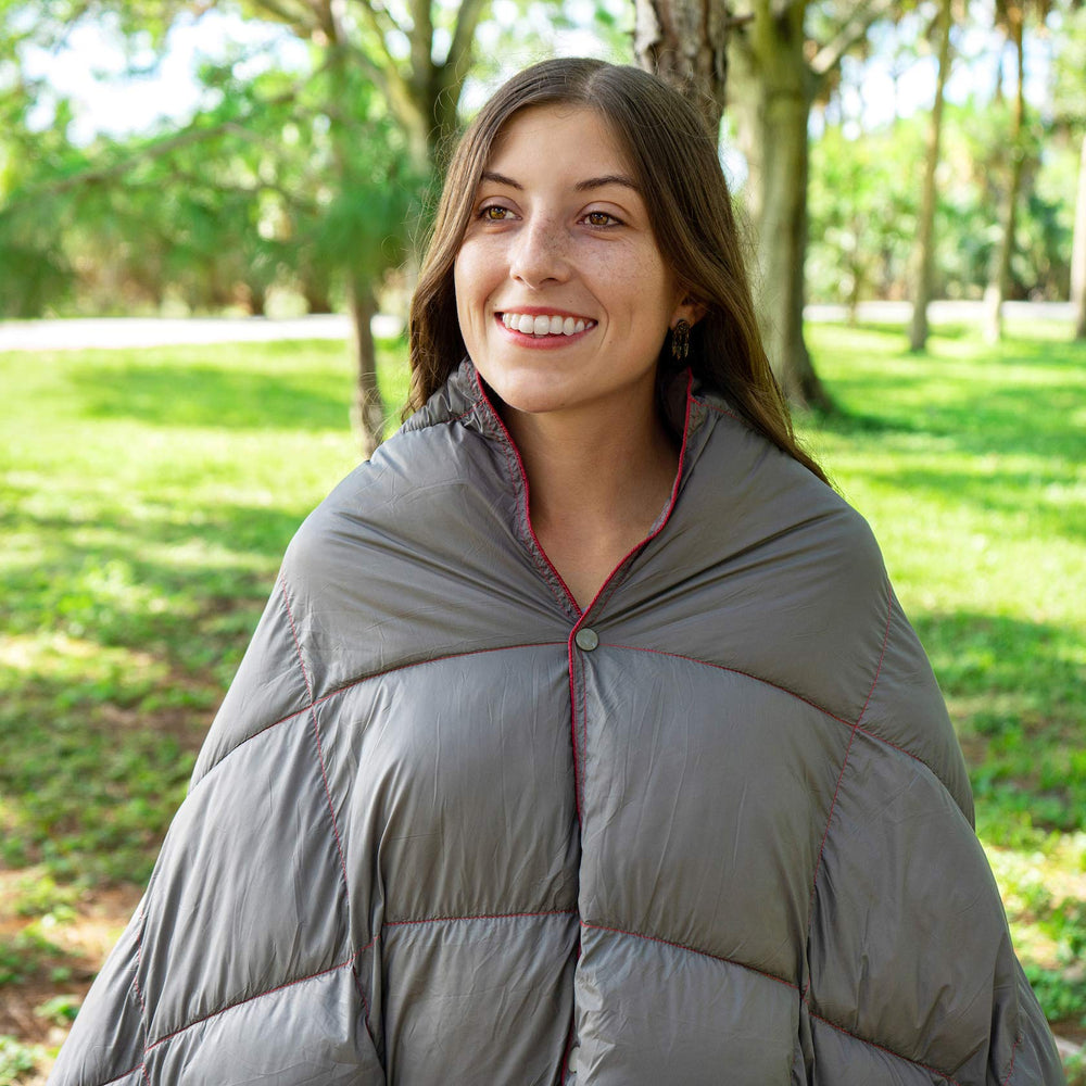 Get Out Gear packable blanket packed into small sack for travel.