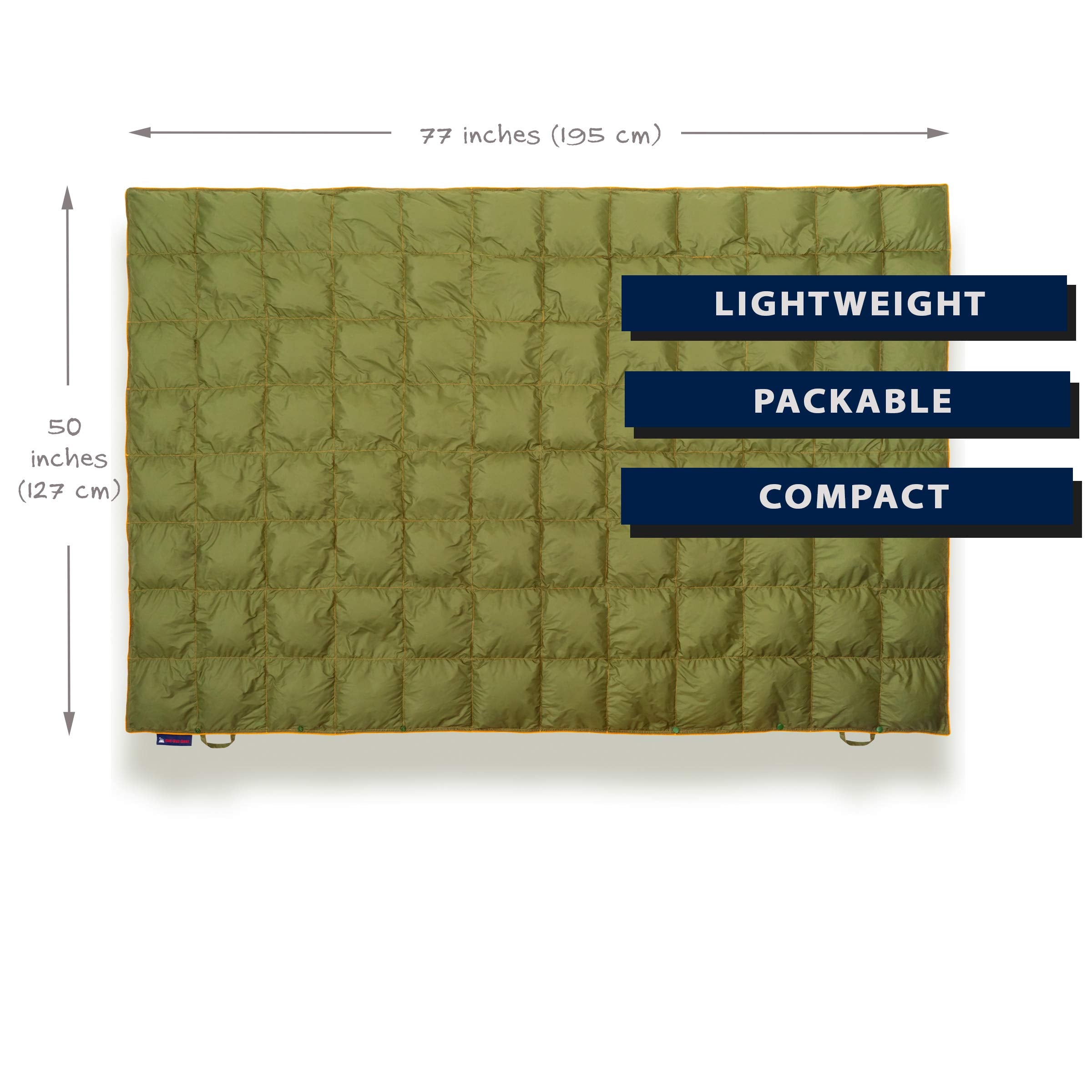 Get Out Gear Down Blanket wind-blocking shell protects against chilly gusts.
