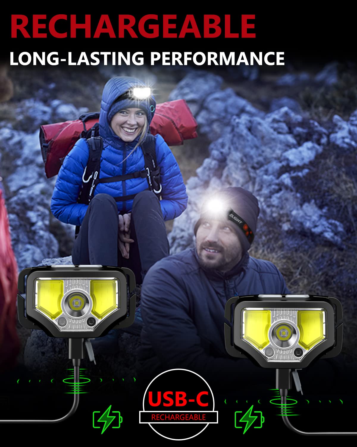 GETASI headlamp tilts 60 degrees to aim light precisely where you need it.