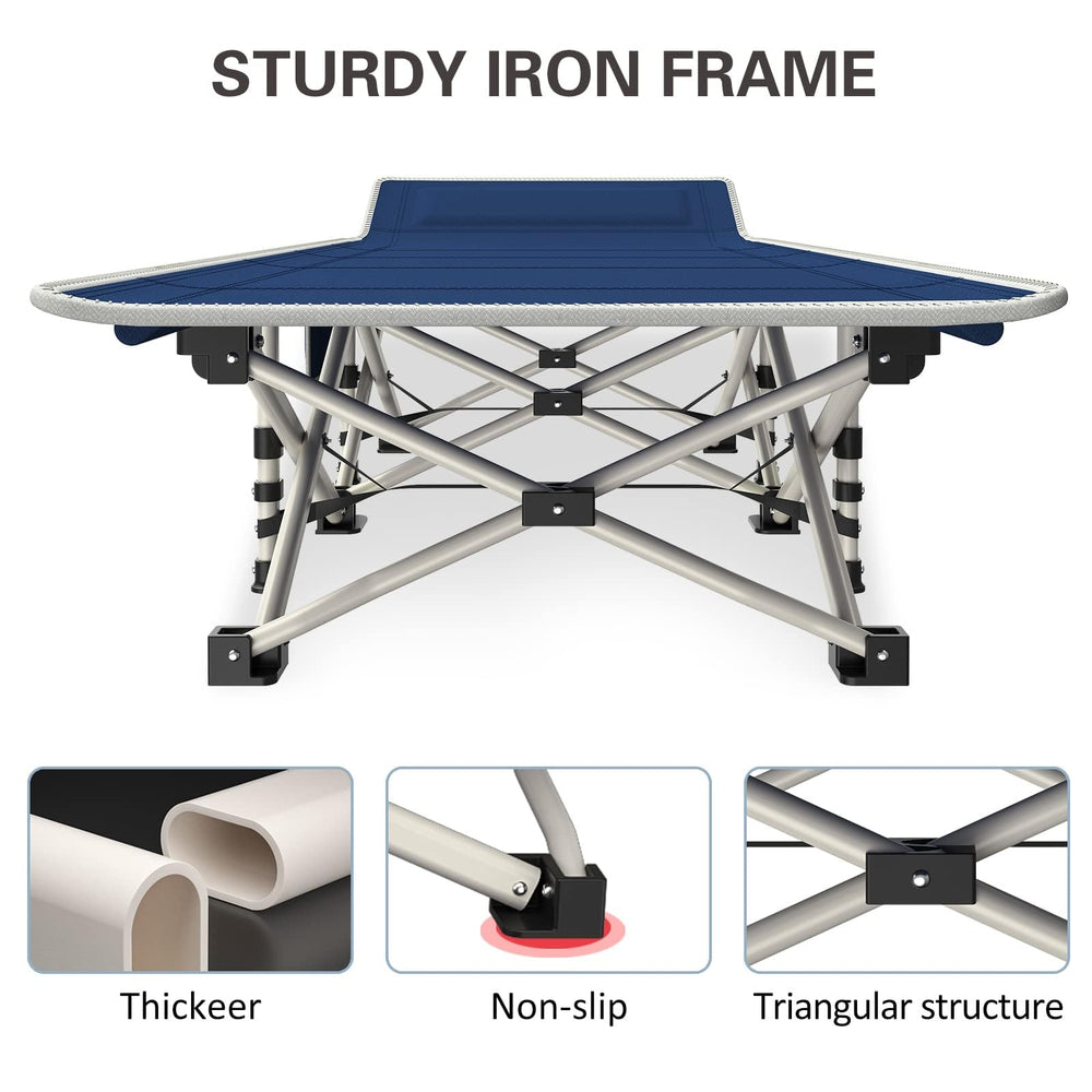 GETOVIN camping cot ready to use straight from bag with no assembly.