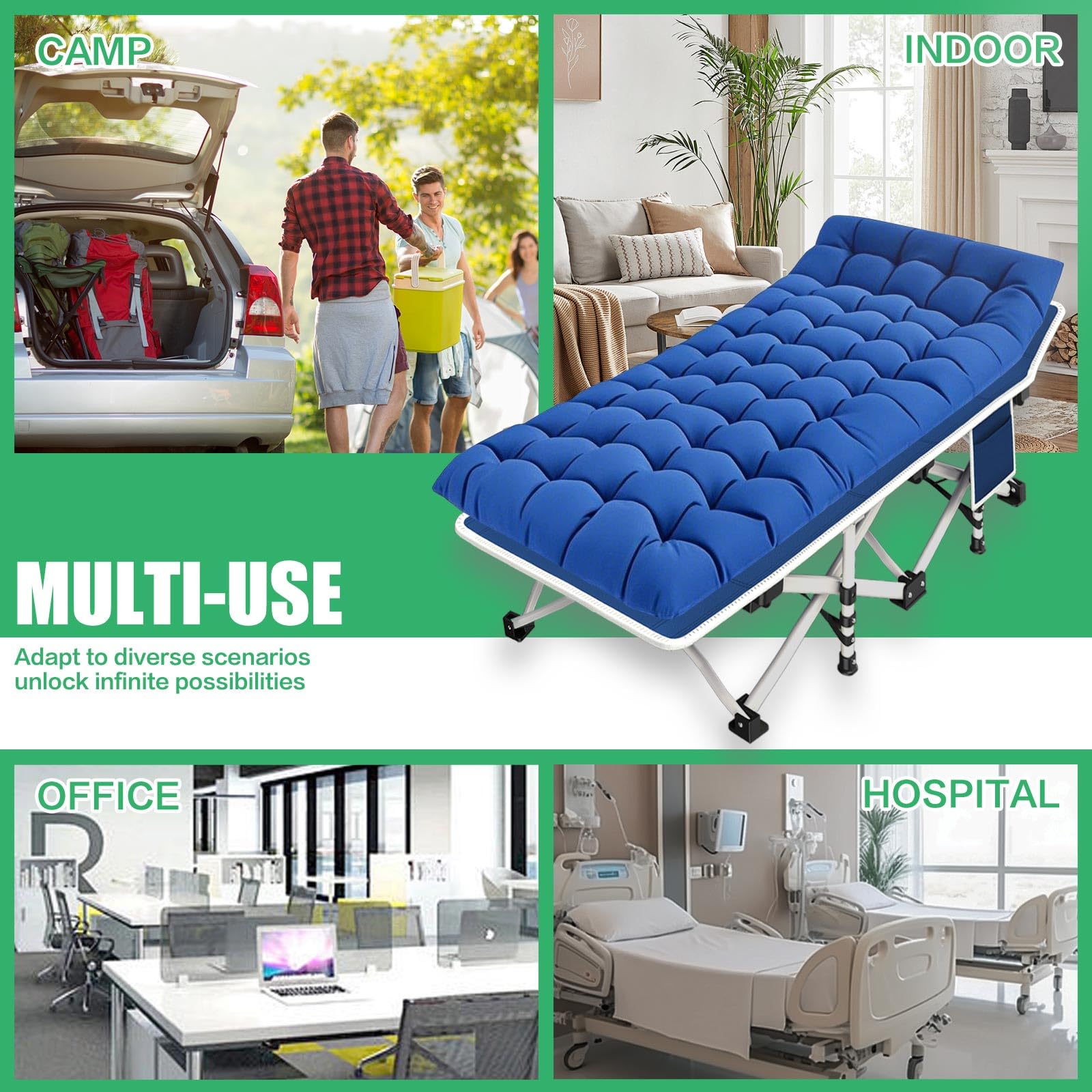 GETOVIN camping cot in outdoor setting ready for camping or travel