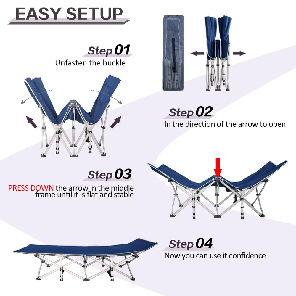 GETOVIN heavy-duty cot with 10 legs supports up to 450 pounds.